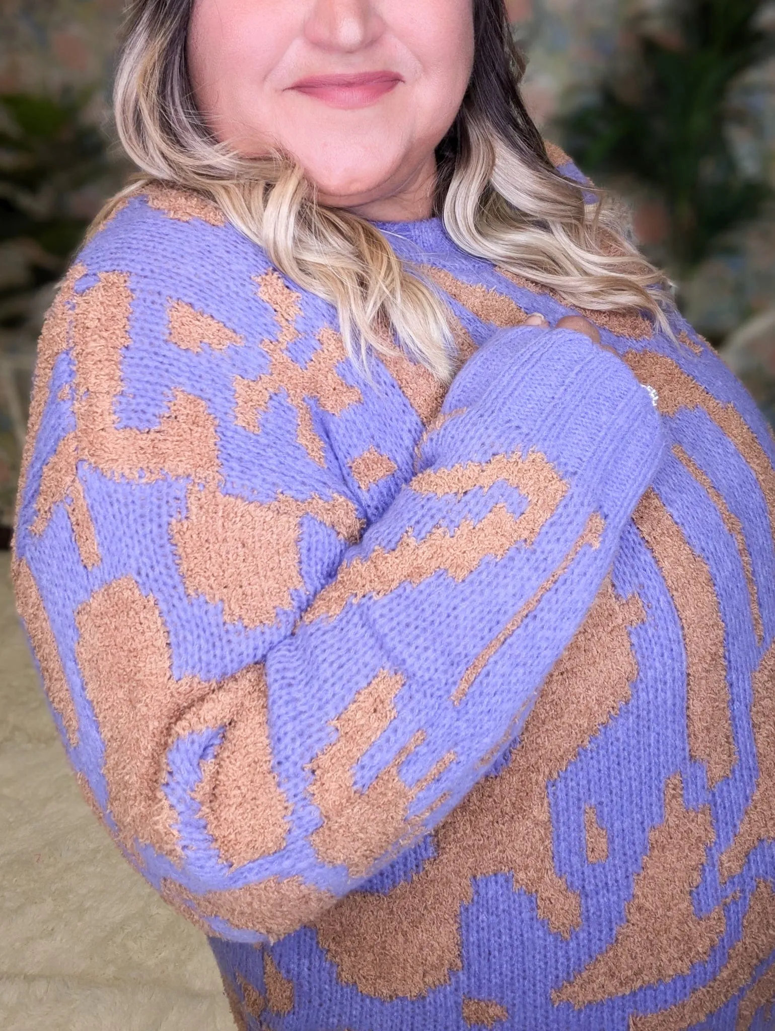 Dalia Abstract Print Tunic Crewneck Sweater