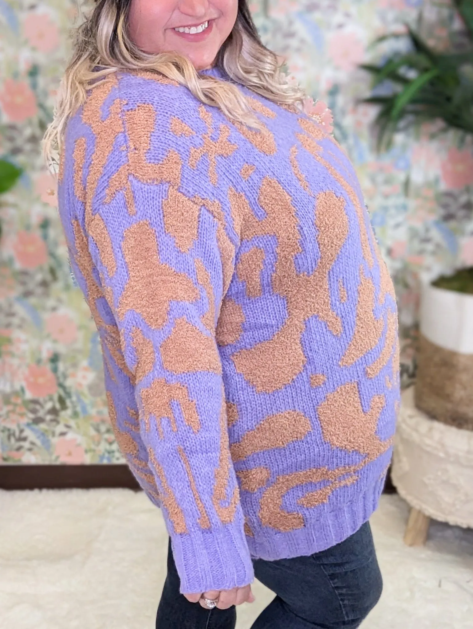 Dalia Abstract Print Tunic Crewneck Sweater