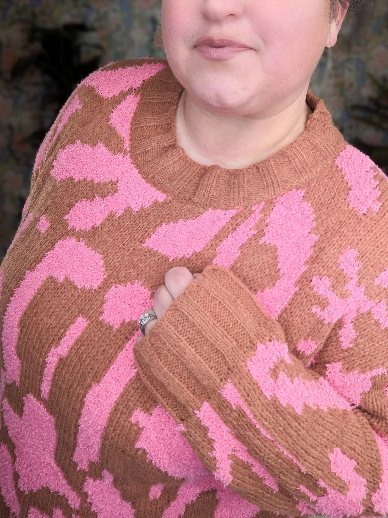 Dalia Abstract Print Tunic Crewneck Sweater