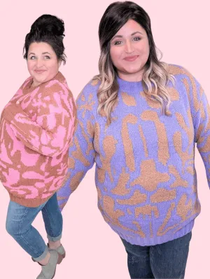 Dalia Abstract Print Tunic Crewneck Sweater