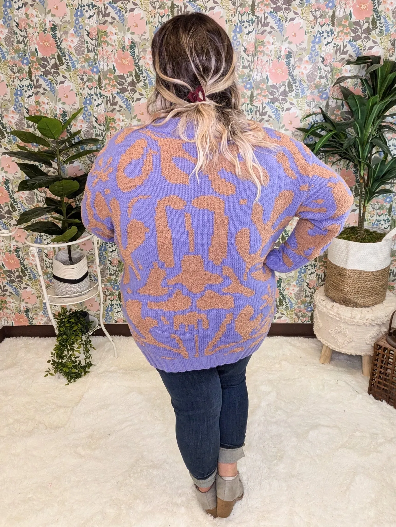 Dalia Abstract Print Tunic Crewneck Sweater
