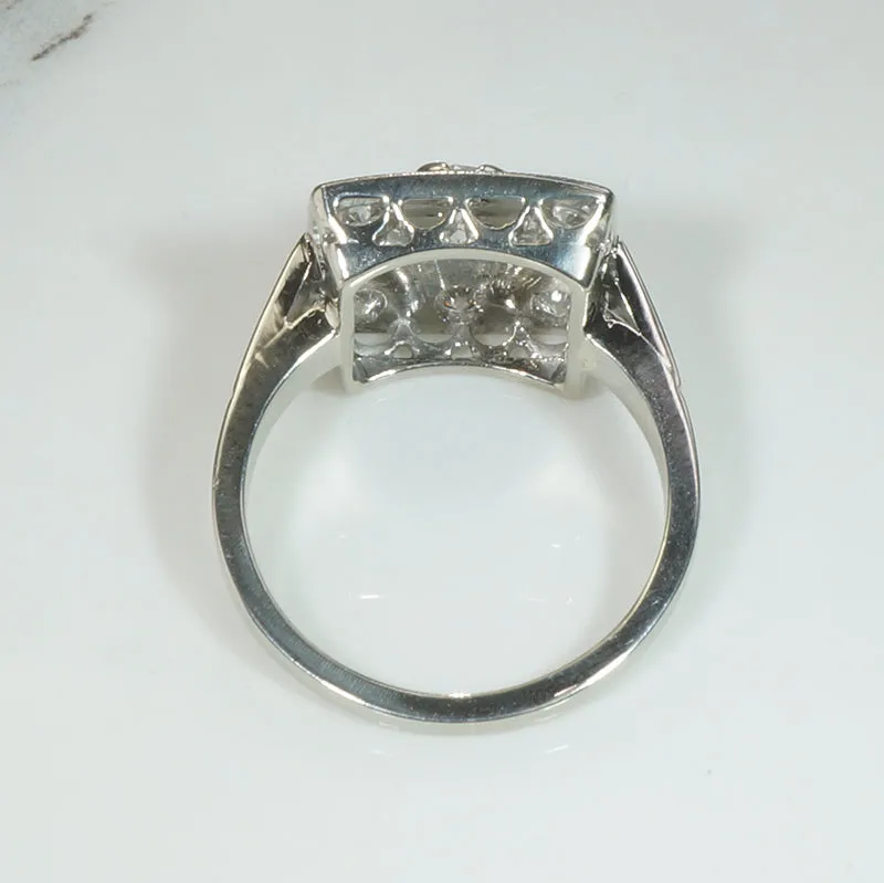 Deco Square Diamond and Sapphire Ring