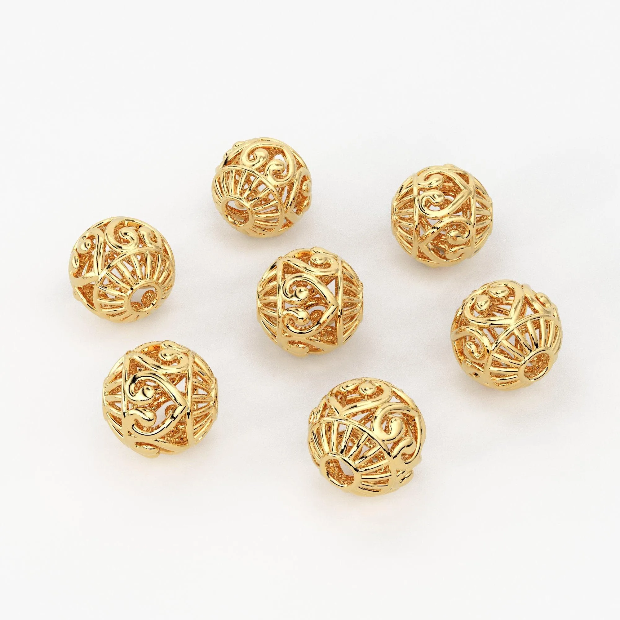 Designer Heart Solid Gold Handmade Round Spacer Gold Bead Finding 8mm 10mm
