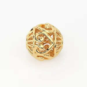 Designer Heart Solid Gold Handmade Round Spacer Gold Bead Finding 8mm 10mm
