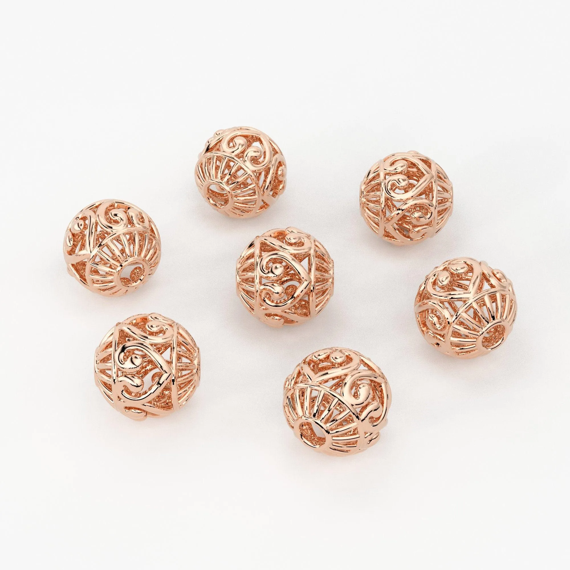 Designer Heart Solid Gold Handmade Round Spacer Gold Bead Finding 8mm 10mm