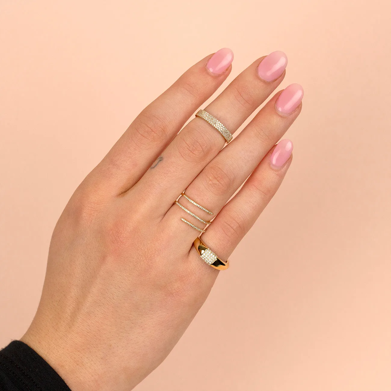 Diamond Four Row Micropavé Ring 14K