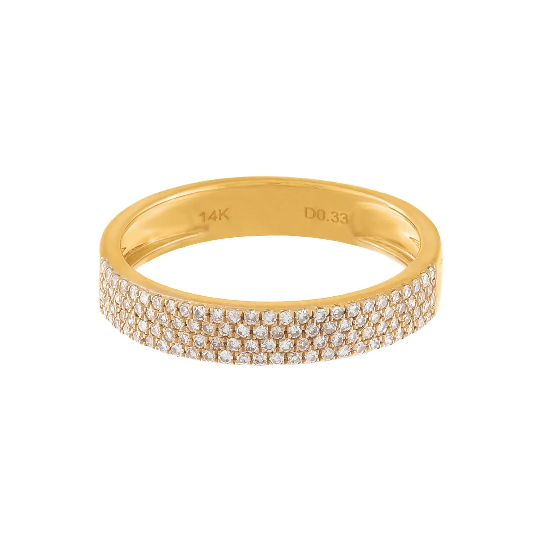 Diamond Four Row Micropavé Ring 14K