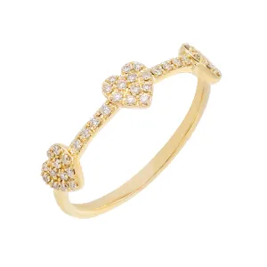 Diamond Hearts Ring 14K