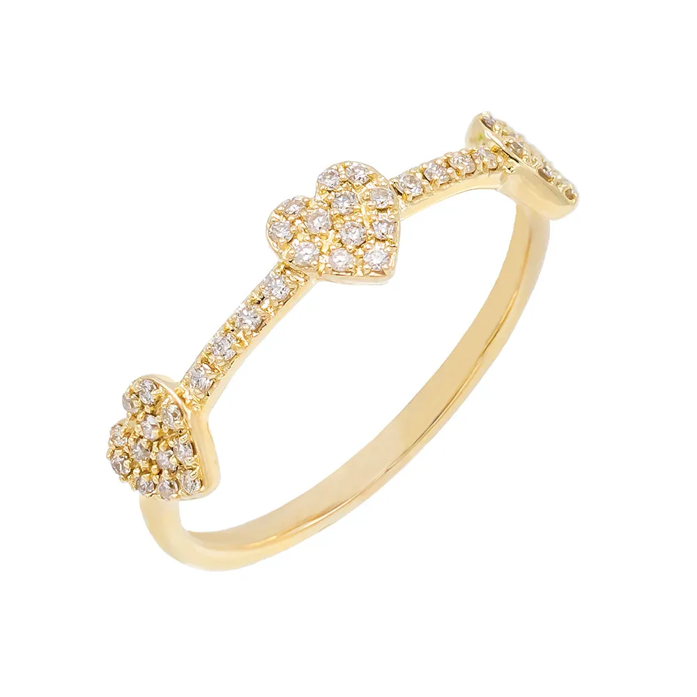 Diamond Hearts Ring 14K