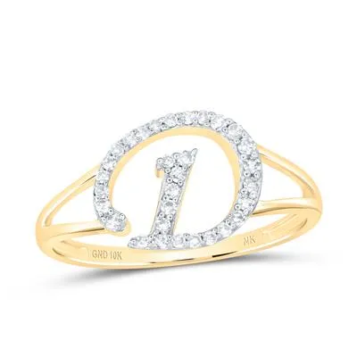 Diamond INITIAL rings in 14Kt Yellow Gold (Choose your letter)