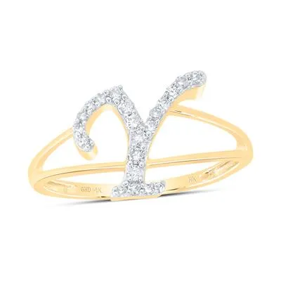 Diamond INITIAL rings in 14Kt Yellow Gold (Choose your letter)