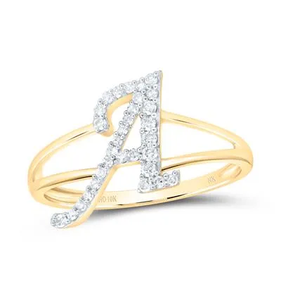 Diamond INITIAL rings in 14Kt Yellow Gold (Choose your letter)