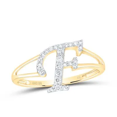 Diamond INITIAL rings in 14Kt Yellow Gold (Choose your letter)