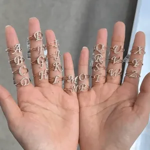 Diamond INITIAL rings in 14Kt Yellow Gold (Choose your letter)
