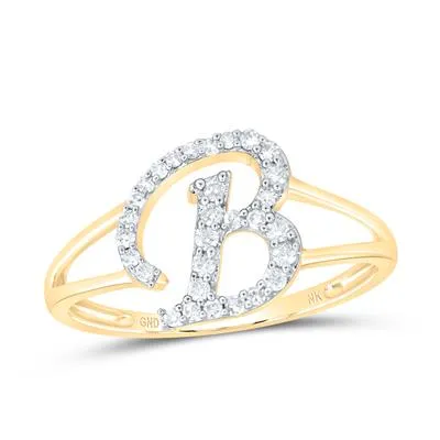 Diamond INITIAL rings in 14Kt Yellow Gold (Choose your letter)