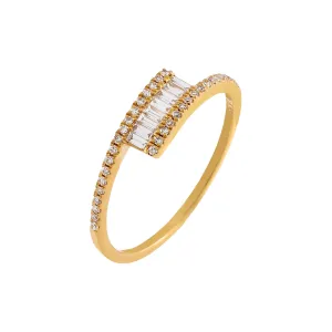 Diamond Pavé X Baguette Wrap Ring 14K