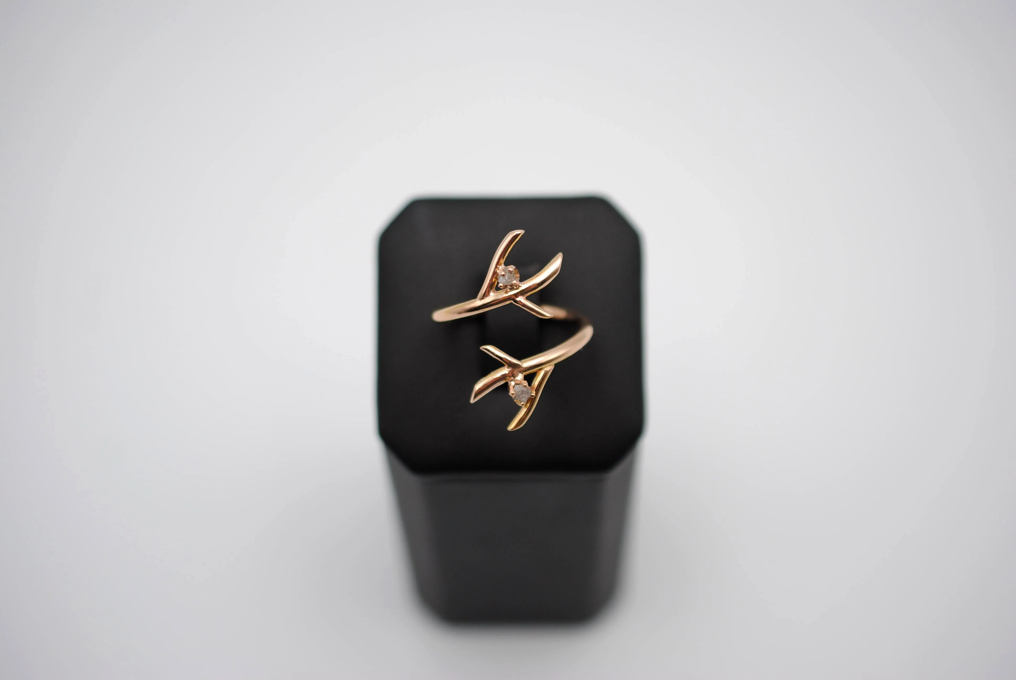 Diamond Ring: Uncut, Outward Branch, Rose Gold