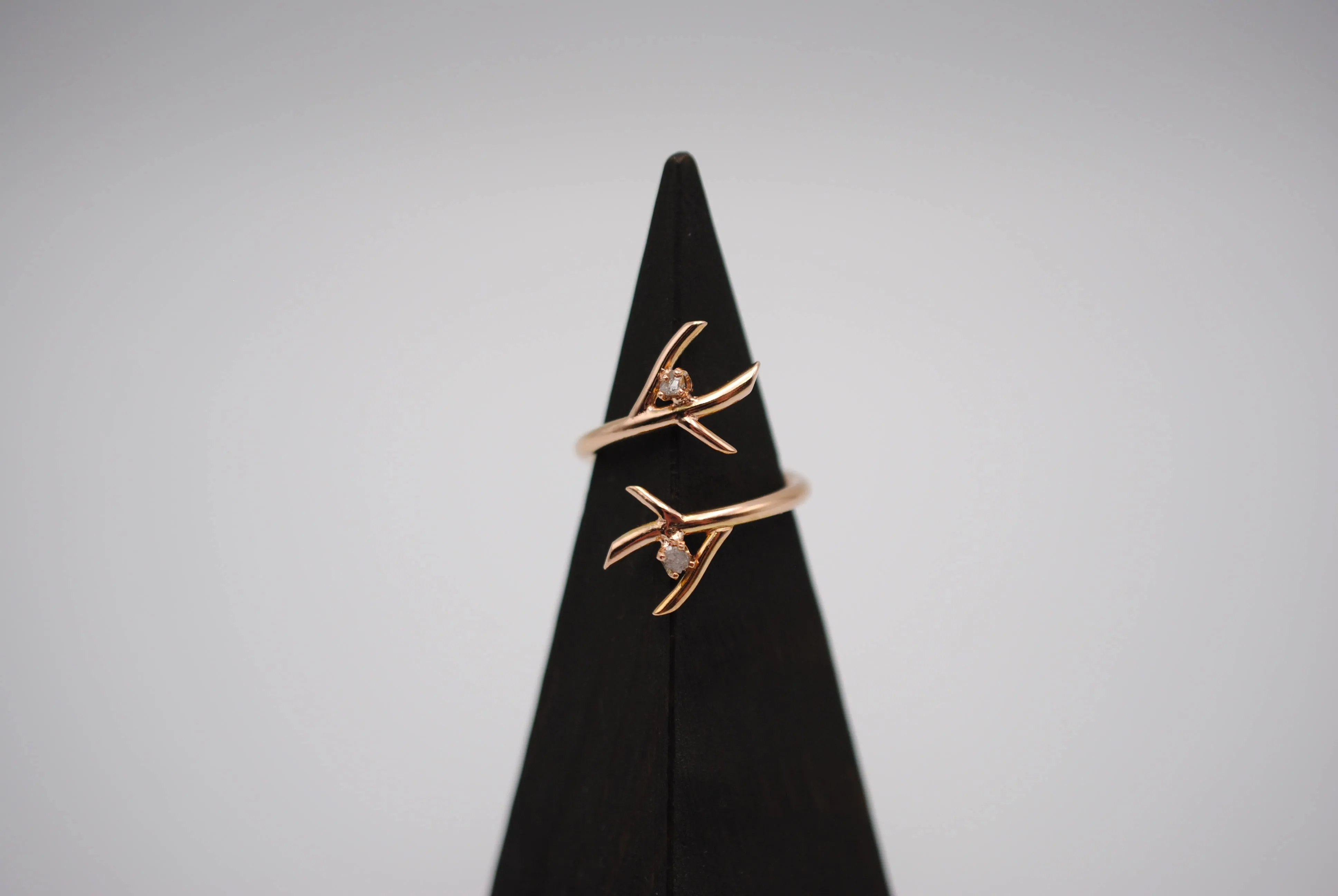 Diamond Ring: Uncut, Outward Branch, Rose Gold