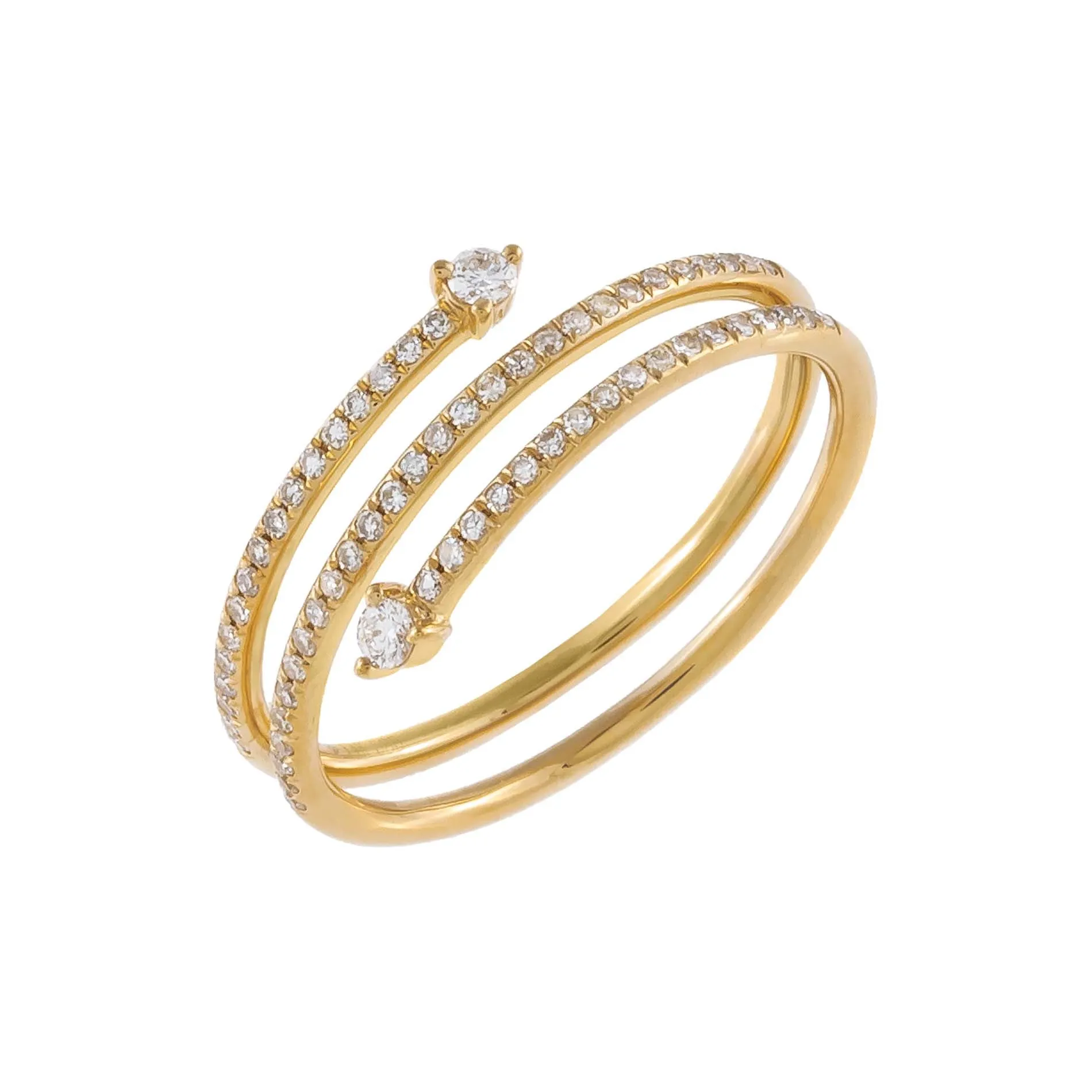 Diamond Solitaire Wrap Ring 14K