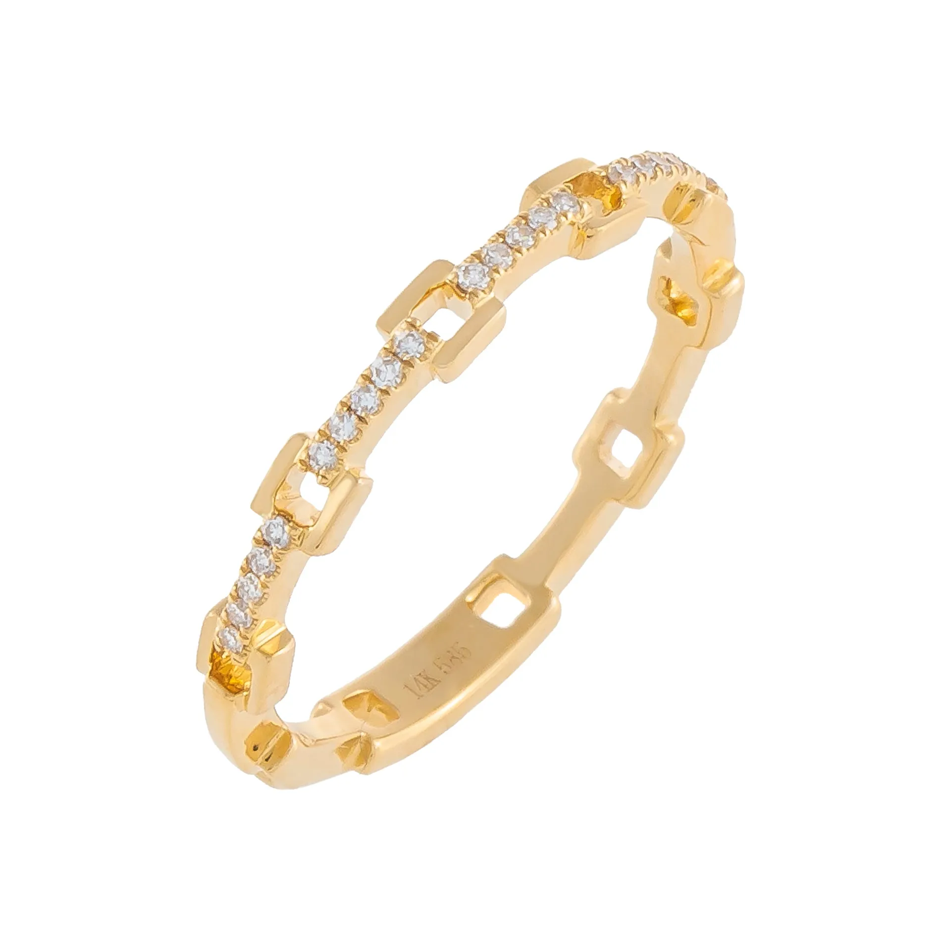 Diamond Thin Chain Link Ring 14K