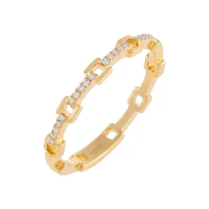 Diamond Thin Chain Link Ring 14K