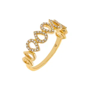 Diamond X Solid Teardrop Ring 14K