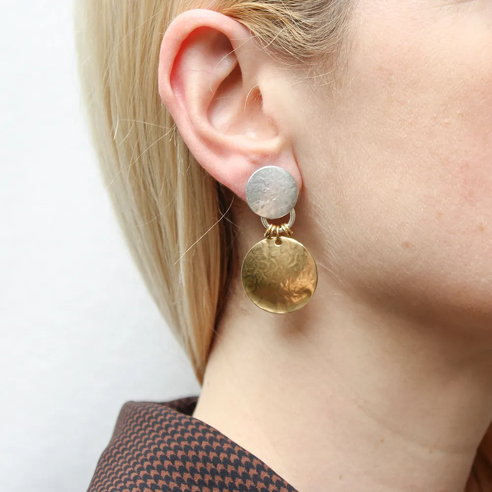Discs with Accent Rings Clip or Post Earring