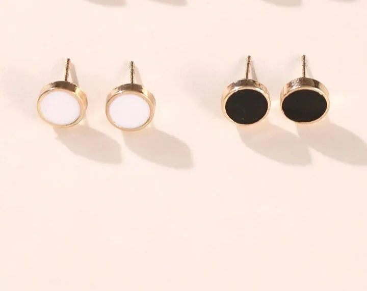 DOTS STUD EARRINGS SET - WHITE MULTI