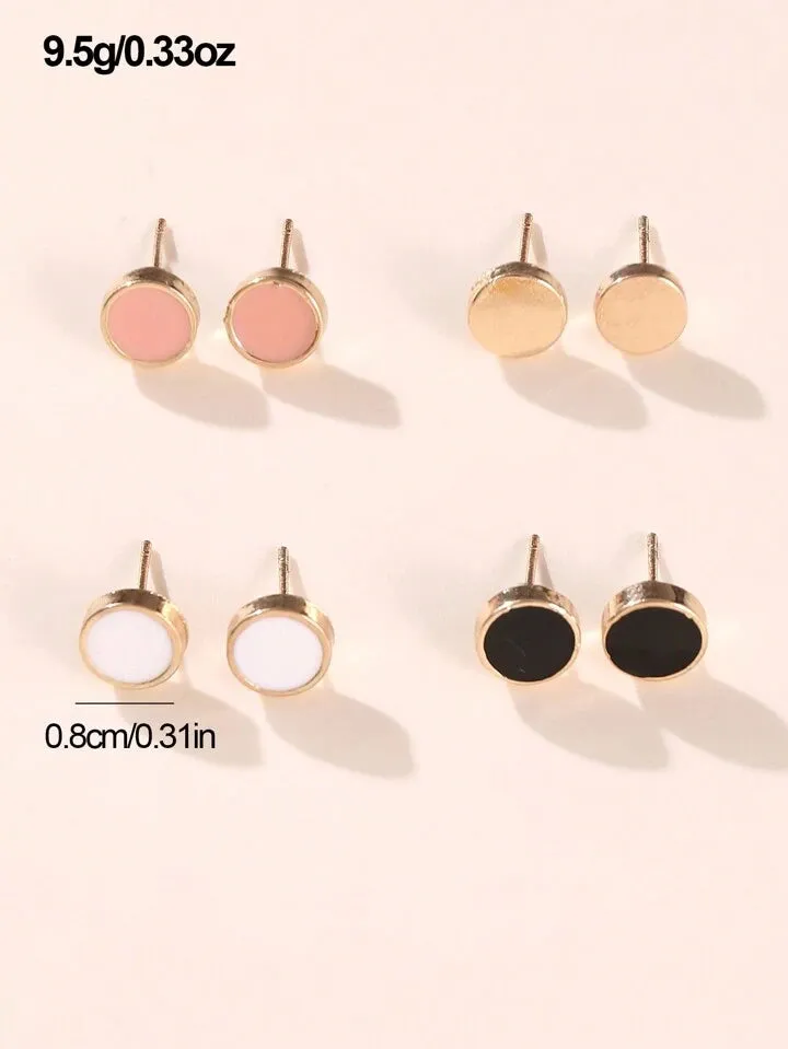 DOTS STUD EARRINGS SET - WHITE MULTI