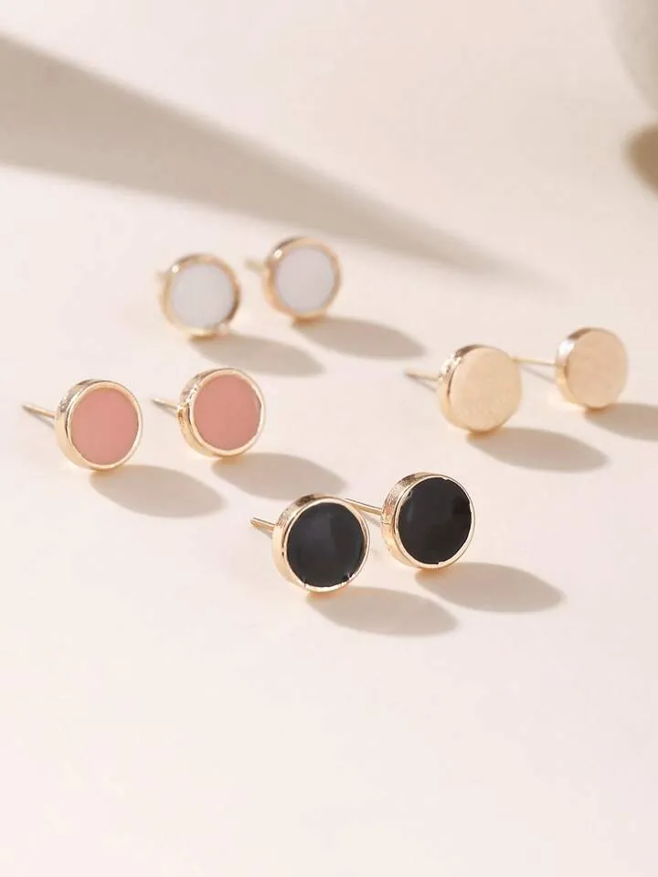 DOTS STUD EARRINGS SET - WHITE MULTI