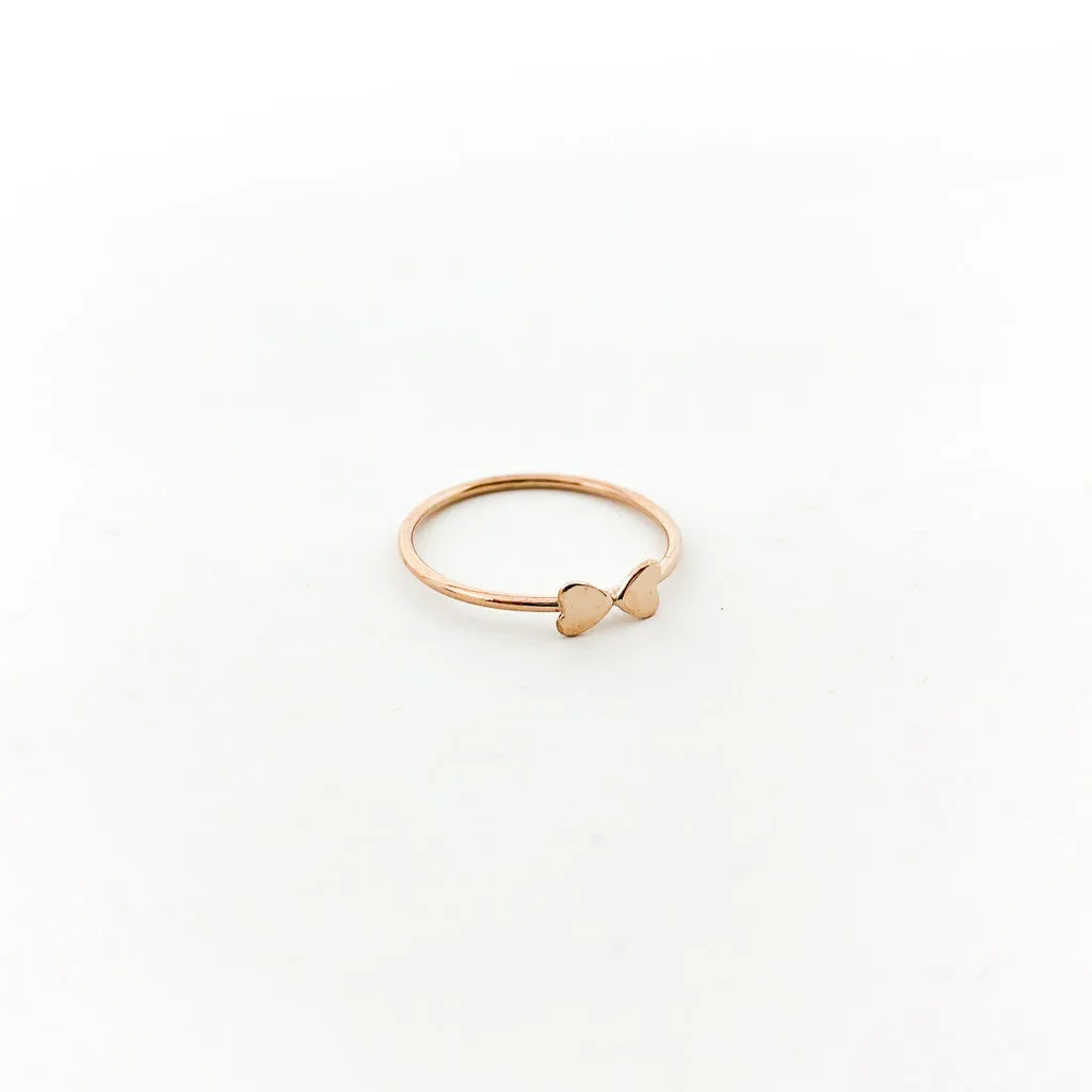 Double Heart Stacking Ring | Rose Gold