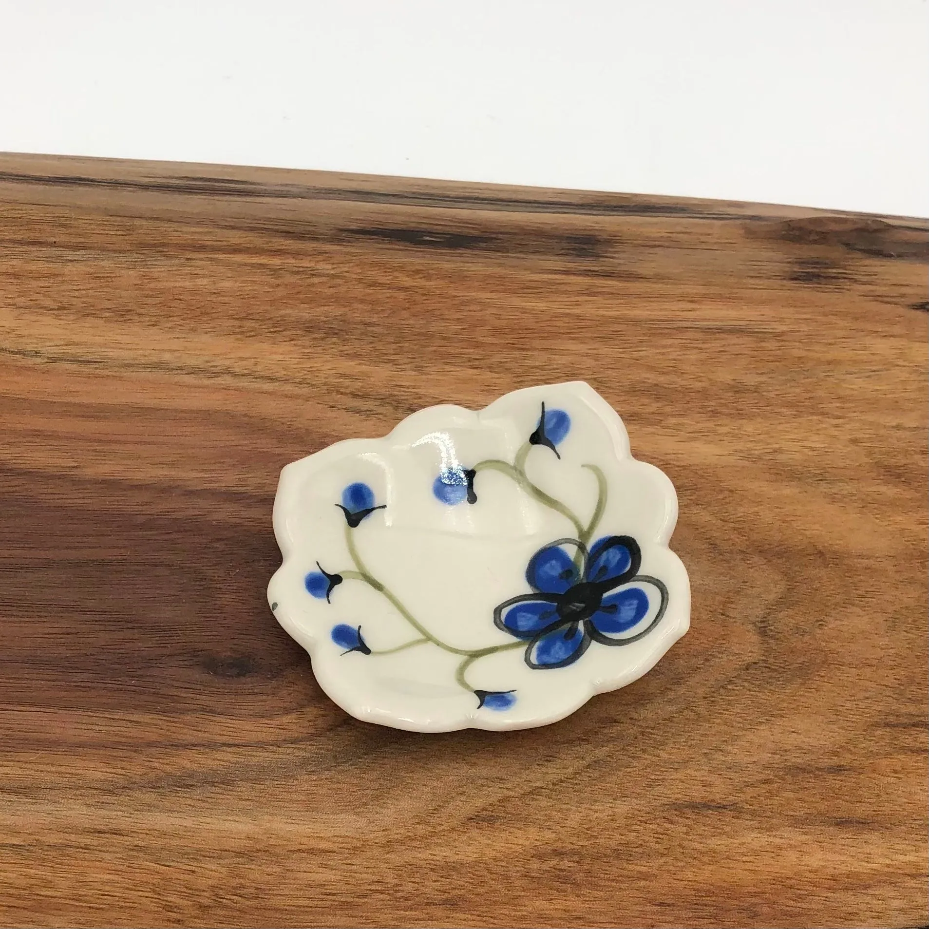 Egitto - 3" Flower Trinket Dish - Plum Blossoms (Blue) - 12