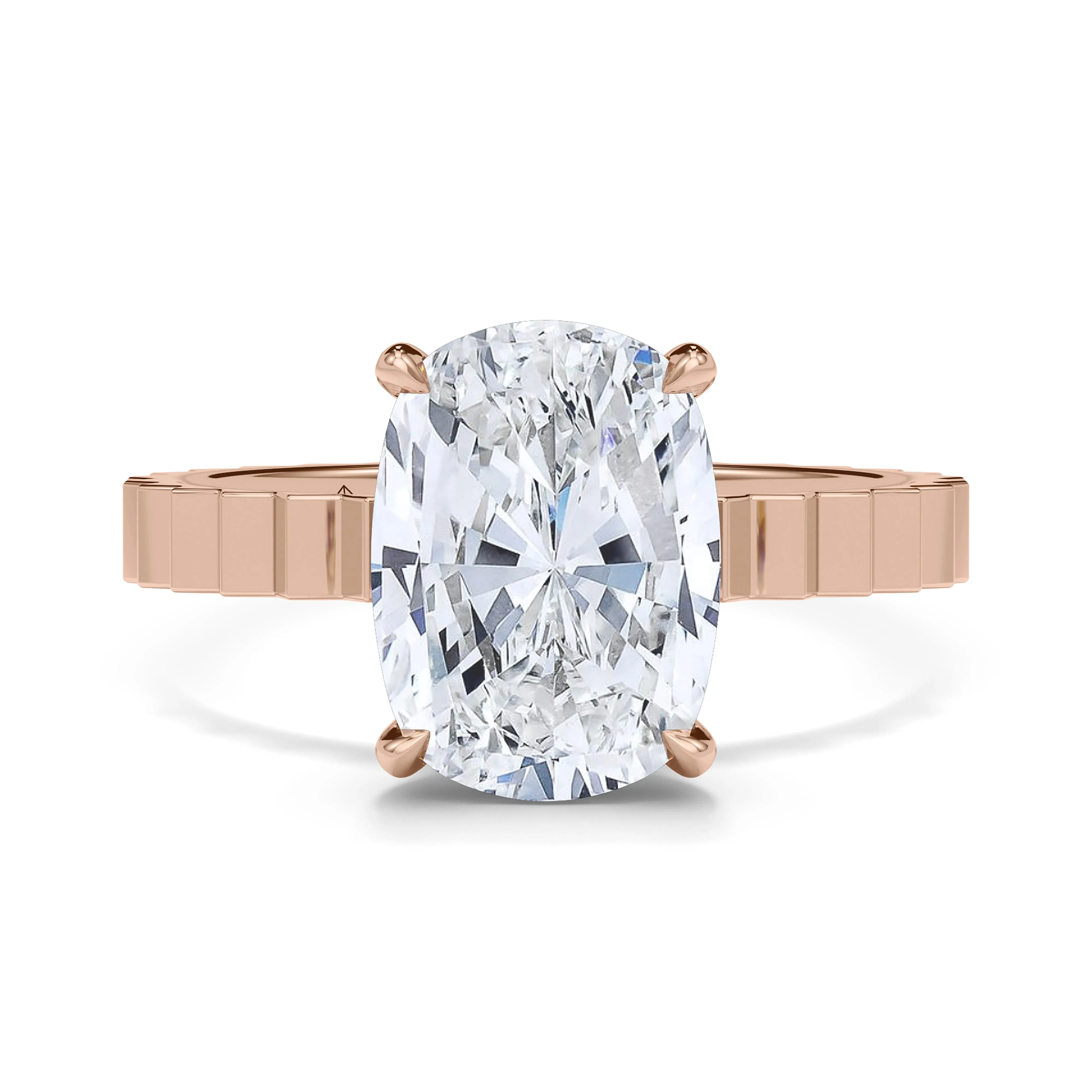 Elongated Cushion Cut Diamond Fluted Ring