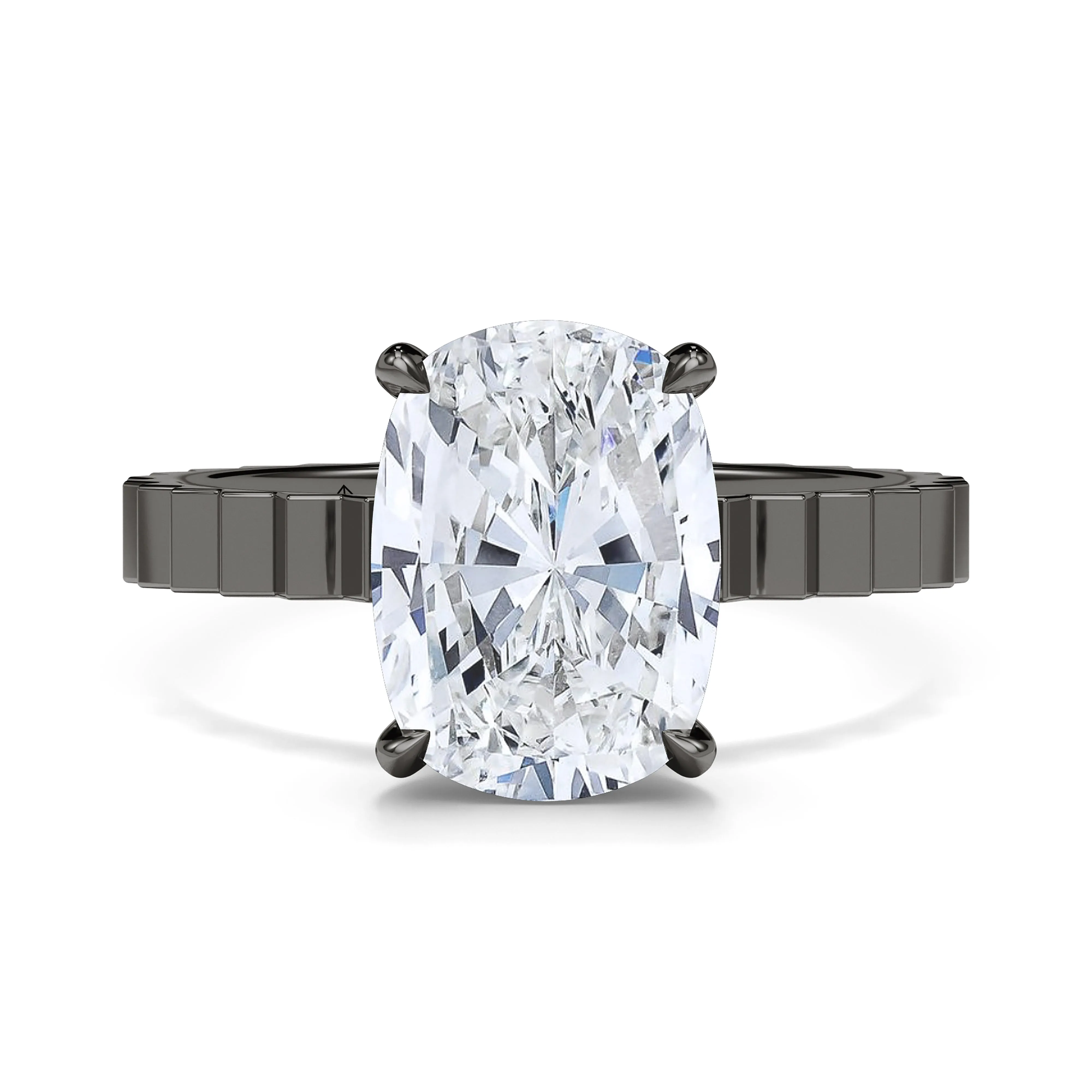 Elongated Cushion Cut Diamond Fluted Ring