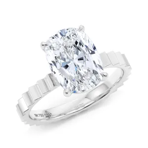 Elongated Cushion Cut Diamond Fluted Ring
