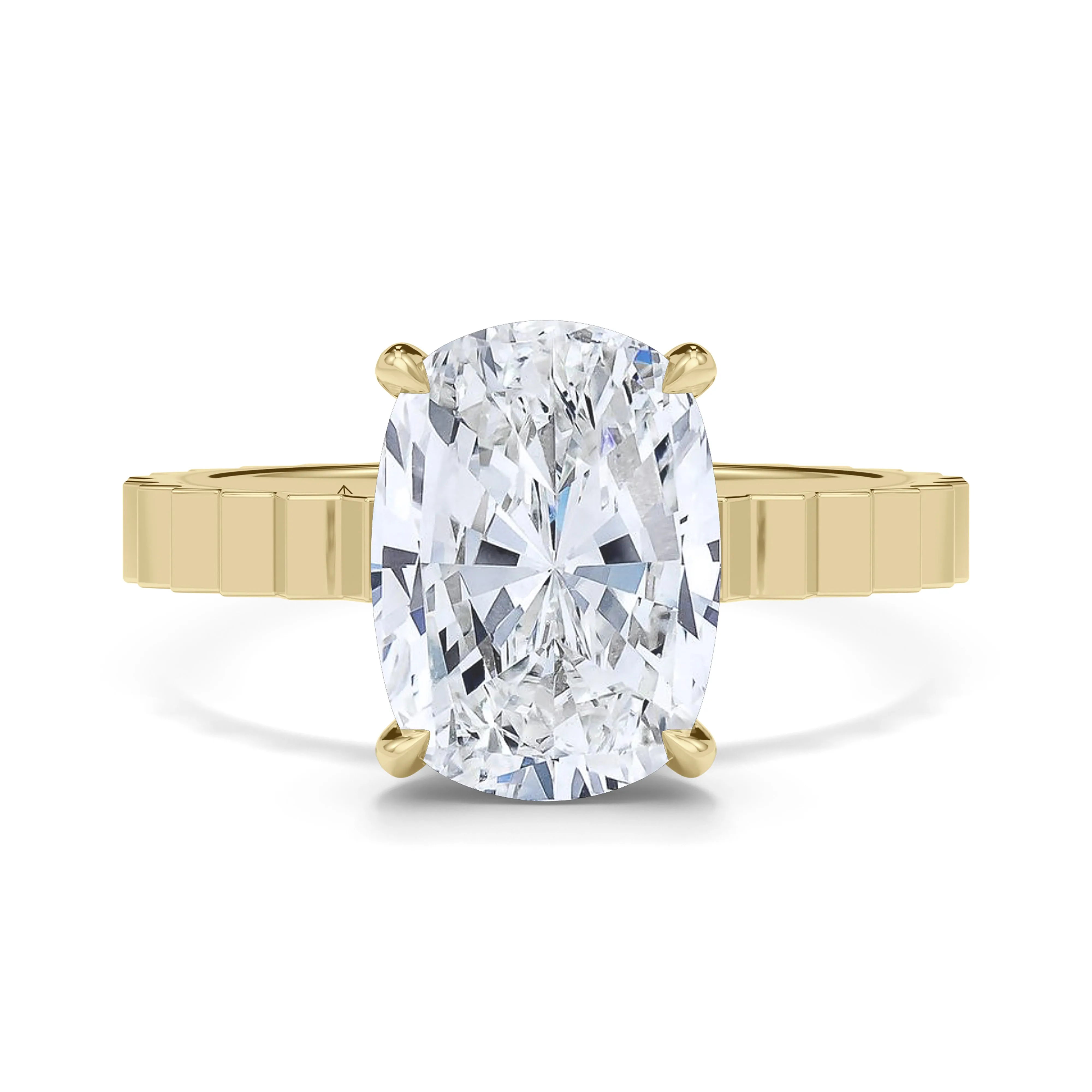 Elongated Cushion Cut Diamond Fluted Ring