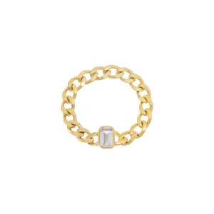 Emerald Bezel Cuban Ring