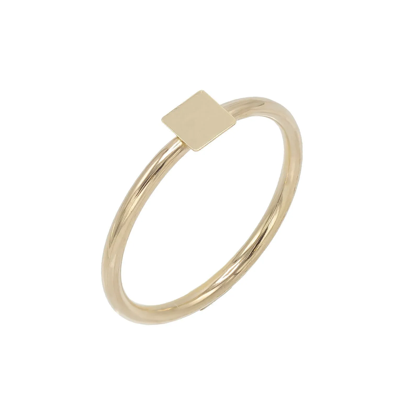 Engraved Mini Square Ring 14K