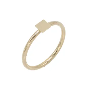 Engraved Mini Square Ring 14K