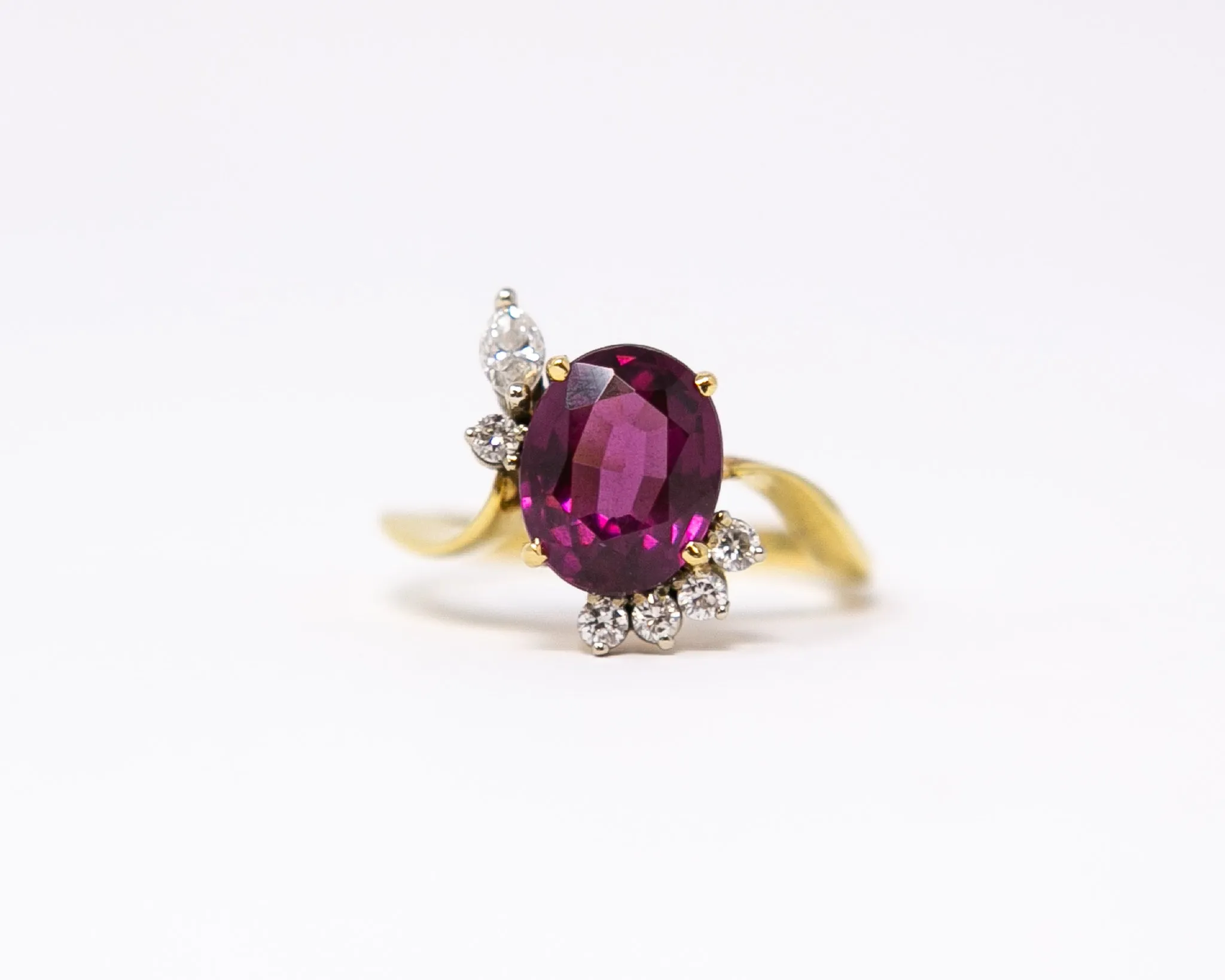 Estate Garnet Diamond Ring - 18k
