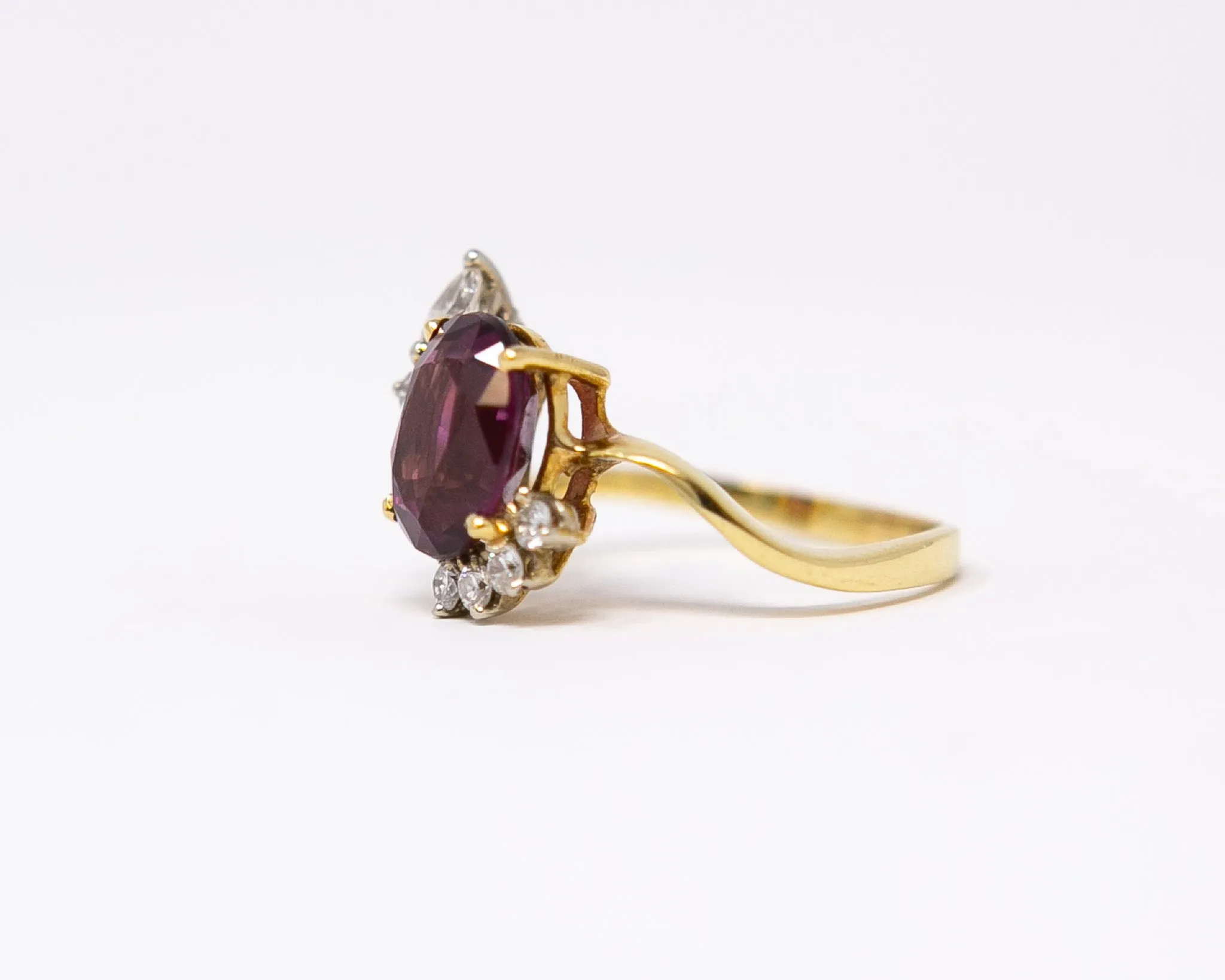 Estate Garnet Diamond Ring - 18k