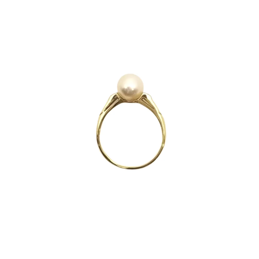 Estate Pearl & Diamond Gold Ring