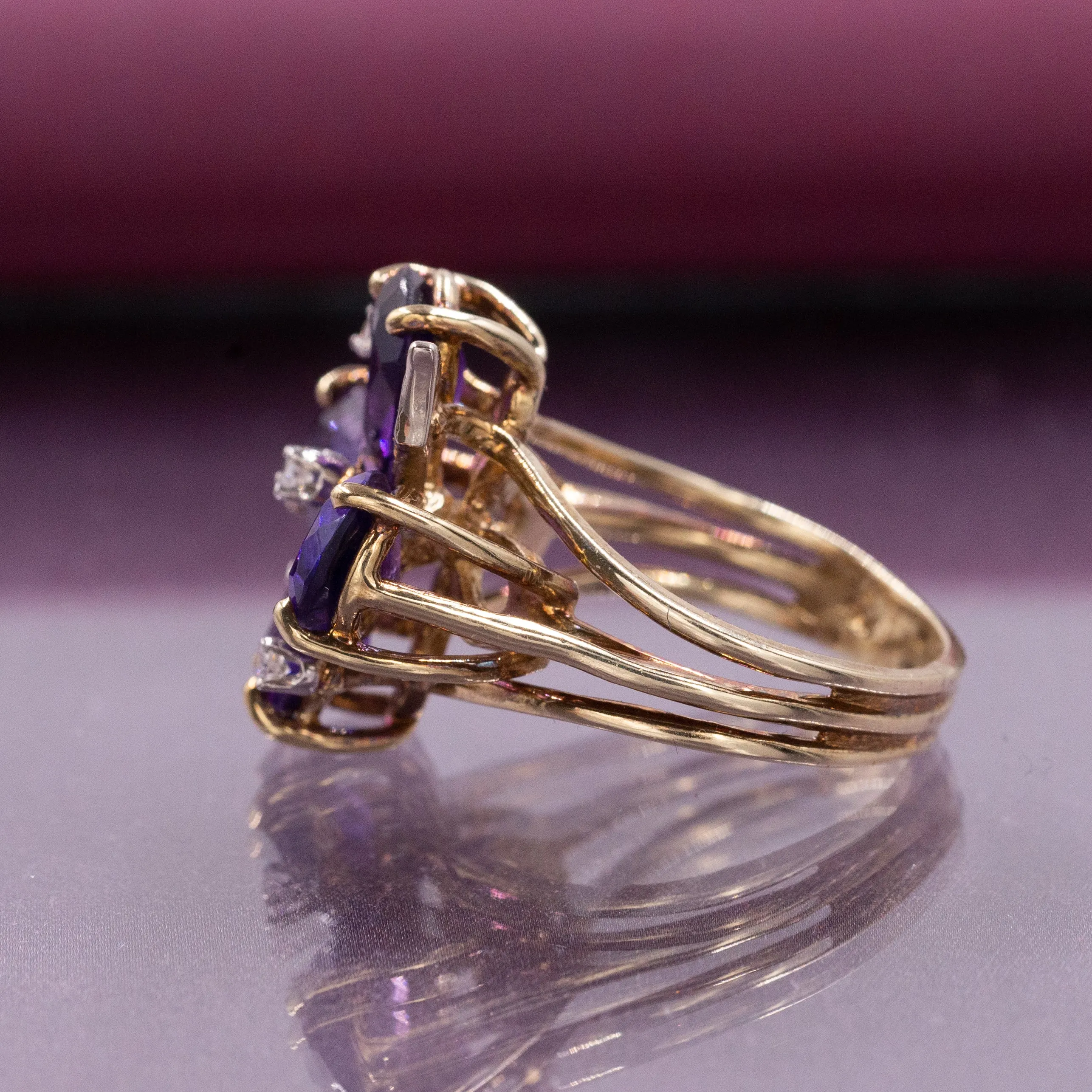 Fine Amethyst & Diamond Clover Ring