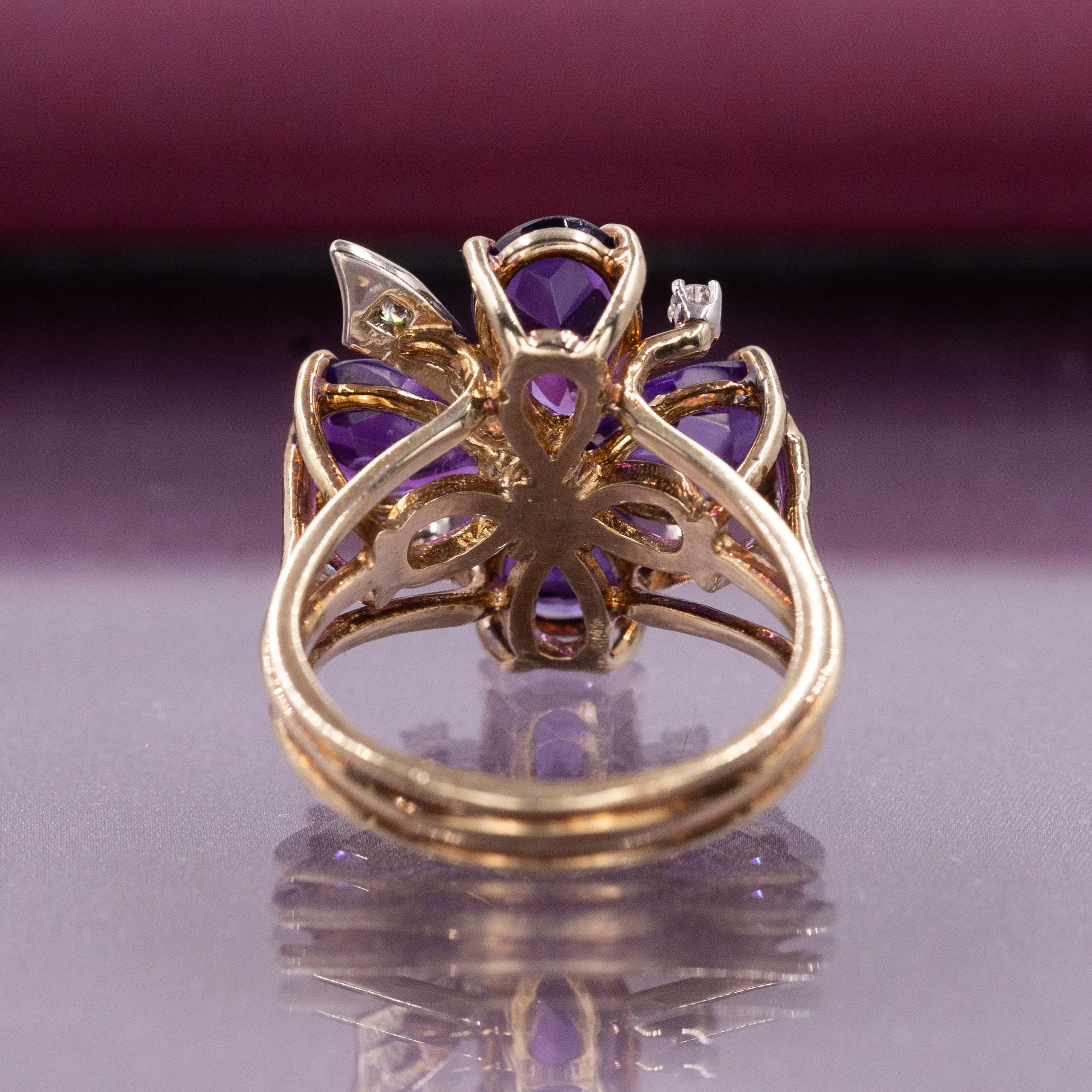 Fine Amethyst & Diamond Clover Ring