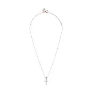 Fine Rose Gold Diamante Cross Necklace