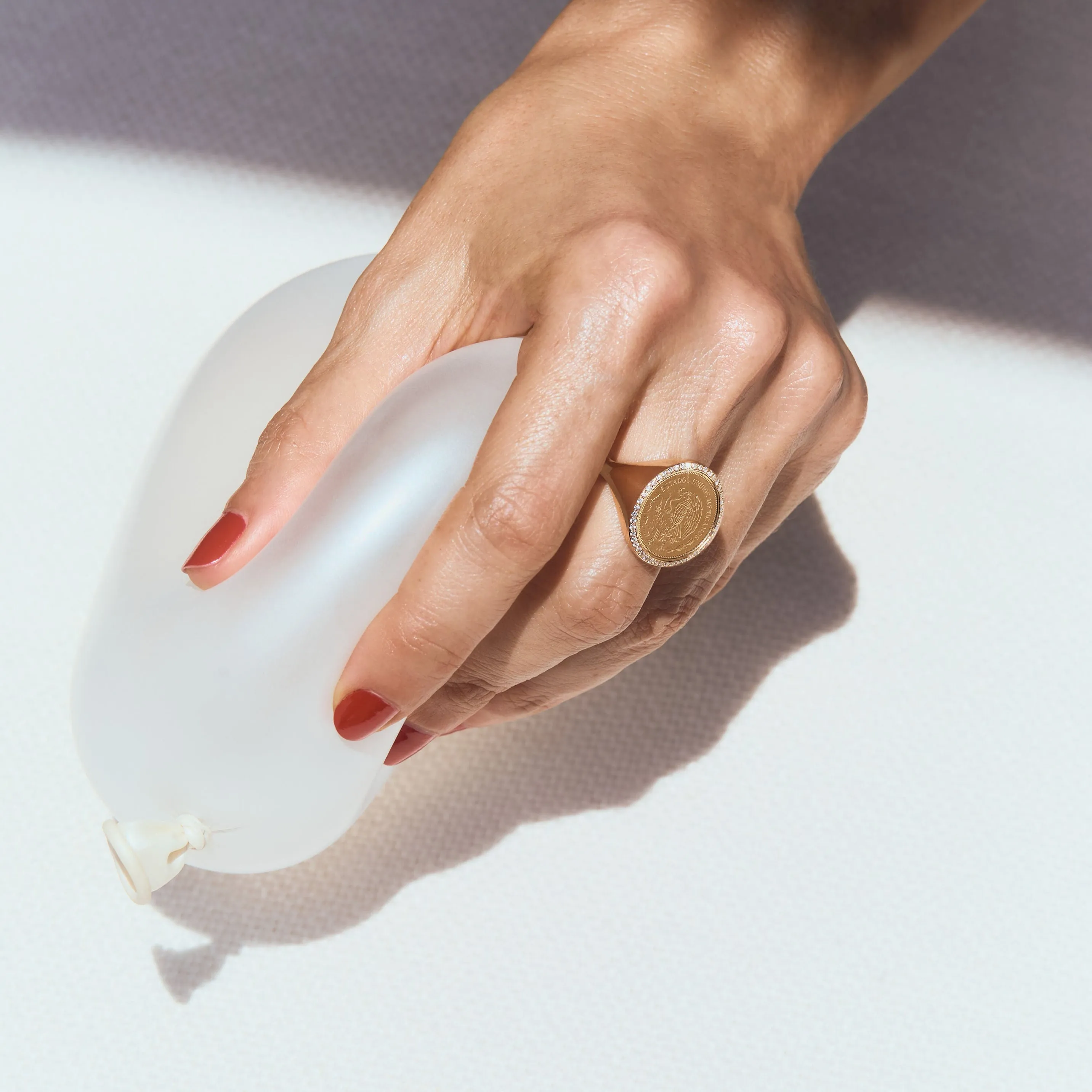Fine Vintage Coin Ring with White Pavé Diamonds