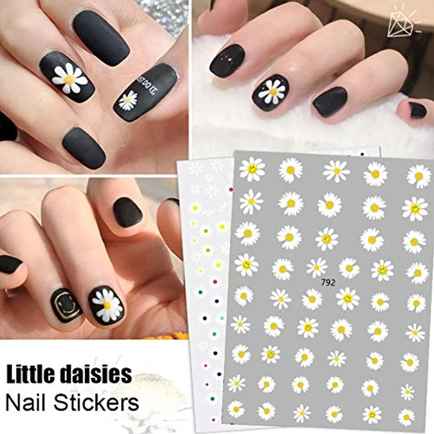 Flowers Nail Art Stickers Decals Nail Supplies 12 Sheets Sunflower Daisy Nail Sticker for Design Decoration Sunflower 3D Self-Adhesive Decals for Nail Manicure Design