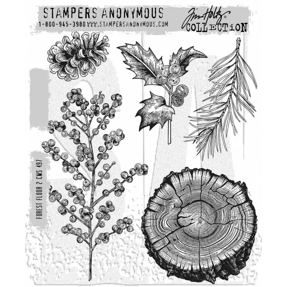 Forest Floor 2 Red Rubber Stamp Tim Holtz CMS497