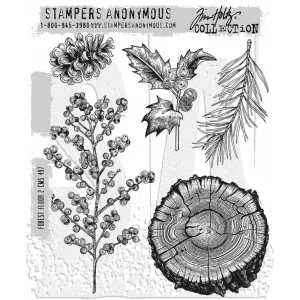 Forest Floor 2 Red Rubber Stamp Tim Holtz CMS497
