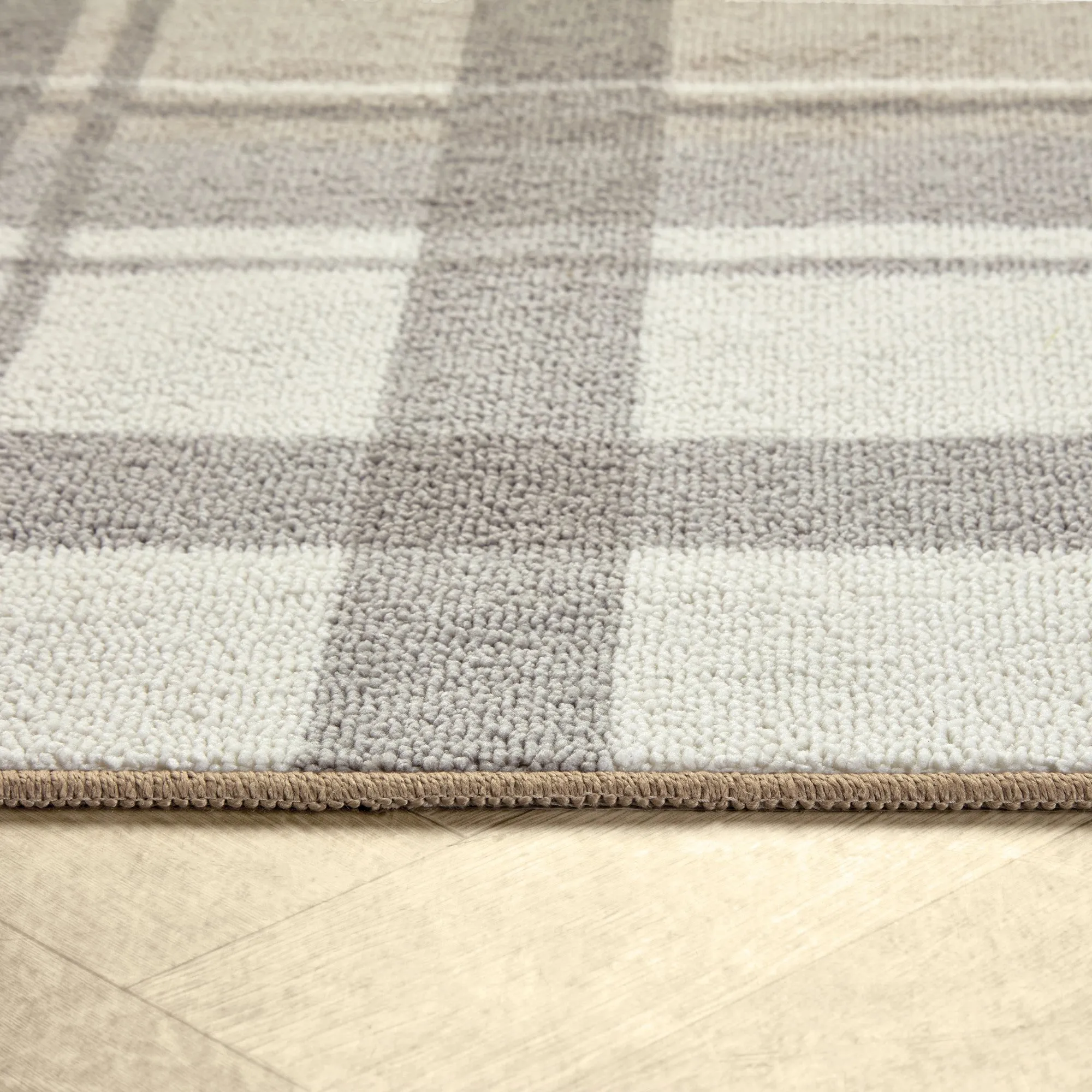 Fusion Balmoral Check Washable Rug - Natural